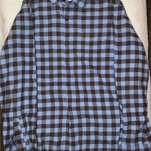 Peter Millar Black and Blue Buffalo Check Button-Down Flannel Shirt
